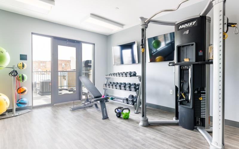a room with exercise equipment